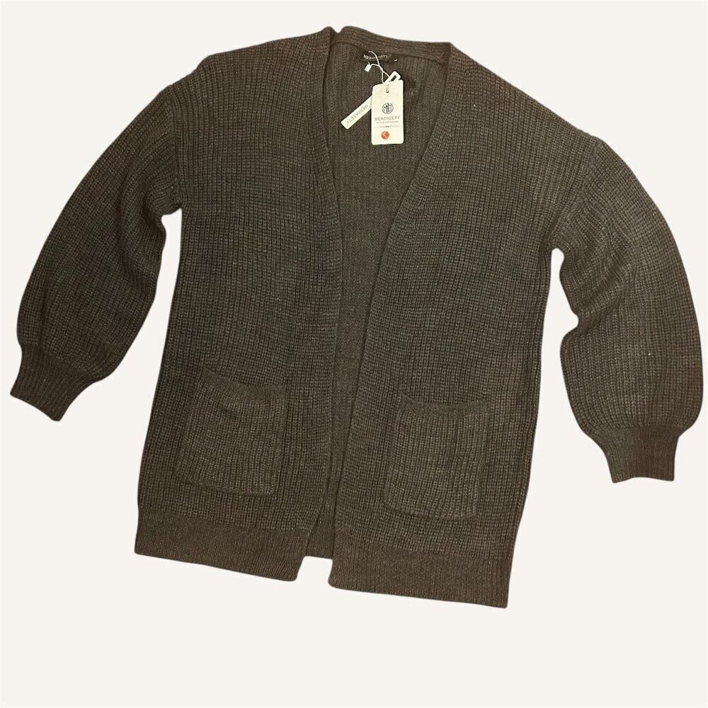NWT MEROKEETY Open Front Chunky Knit Boyfriend Cardigan Size Large NEW WITH TAGS